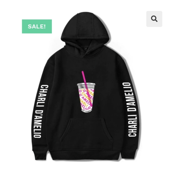 Charlie D'Amelio Merchandise Coffee Kangaroo Pouch Hoodie M Black - Picture 6 of 14